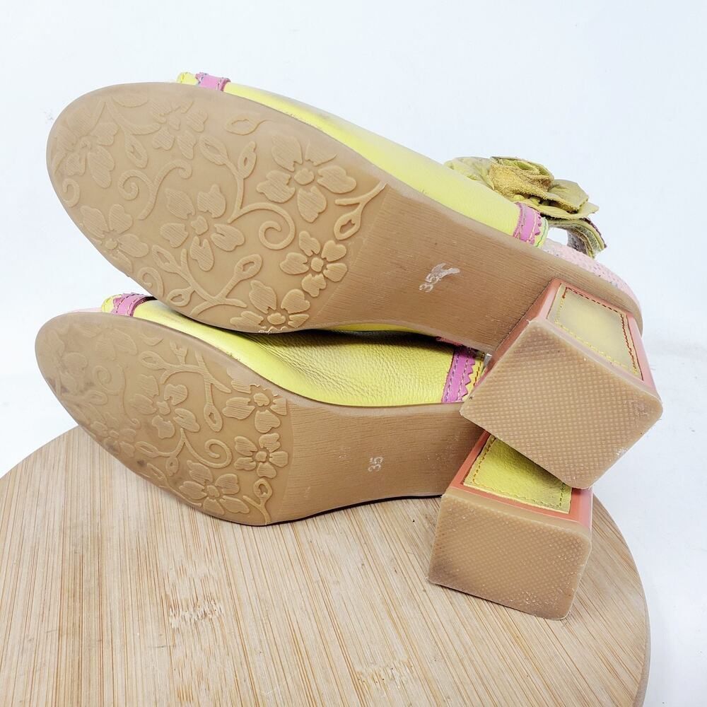 L'Artiste Shoes Womens 35 Supercute Colorful Flower Lace Up Fishtail Heel Sandal - Picture 11 of 13